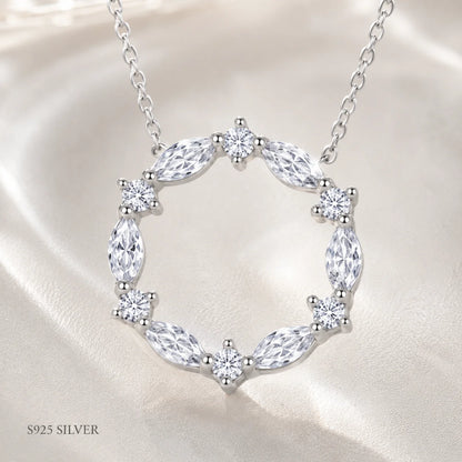 S925 Sterling Silver Moissanite Necklace for Women Marquise Flower Pendant Korean Style Jewelry GRA Certified