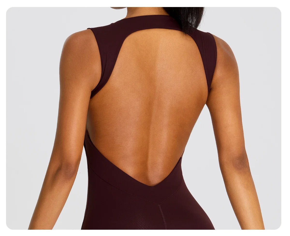 Summer Women Sleeveless Back Hollow Jumpsuit Fitness Sport Bodysuit Yoga Clothing Female Breathable Gym Overalls Workout Clothes