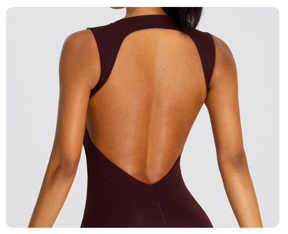 Summer Women Sleeveless Back Hollow Jumpsuit Fitness Sport Bodysuit Yoga Clothing Female Breathable Gym Overalls Workout Clothes