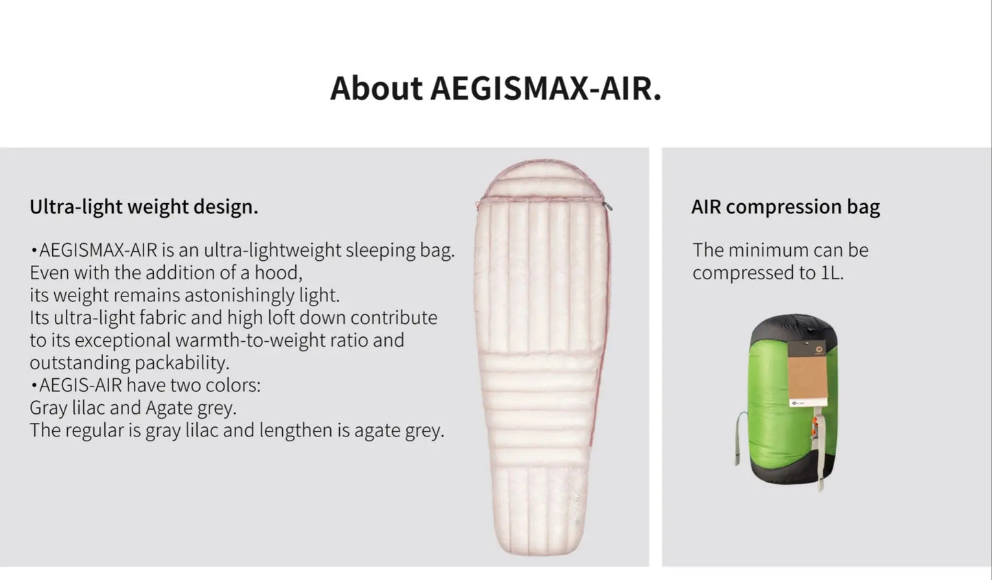 AEGISMAX AIR 10D 800FP Ultra Dry Down Sleeping Bag Qulit Ultralight Camping Hiking Backpacking Sleeping Bags