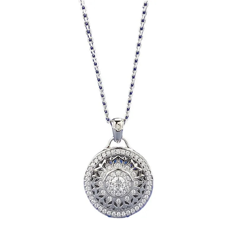 Luxury 18K Solid Platinum PT950 certifid Eight Treasures Compass Pendant Style National Style Necklace Adjustable for Women