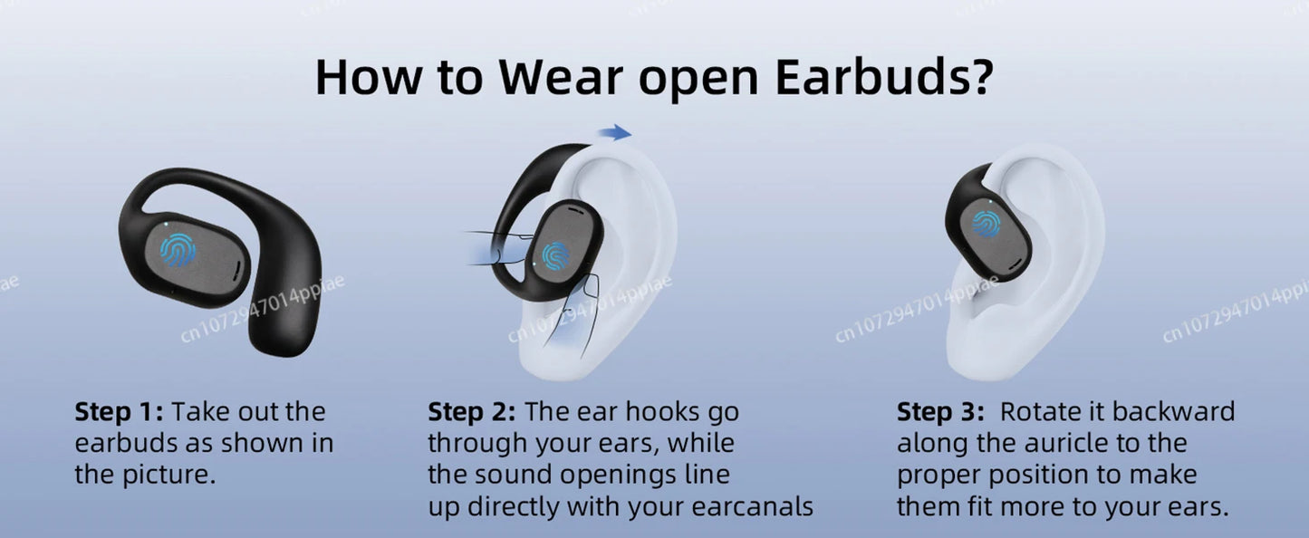 Portable Bone Conduction Earphones Bluetooth 5.3 HiFi 9D Stereo Noise Reduction Waterproof Earbud Outdoor Wireless Headset
