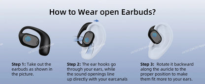 Portable Bone Conduction Earphones Bluetooth 5.3 HiFi 9D Stereo Noise Reduction Waterproof Earbud Outdoor Wireless Headset