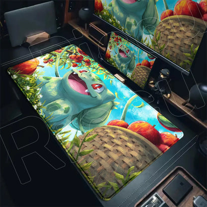 P-pokemon Bulbasaur Mouse Mats Rubber Mousepad Large Anime Gaming Accessories Pad Kawaii Carpet Cabinet Keyboard Office Deskmat