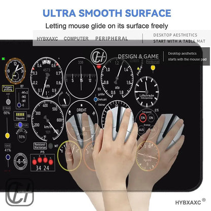 HYBXAXC Airplane Dashboard Mouse Pad Large Rubber Base Anti-slip Accessories Mousepad for Office & Gamer Keyboard Mats Decor Mat