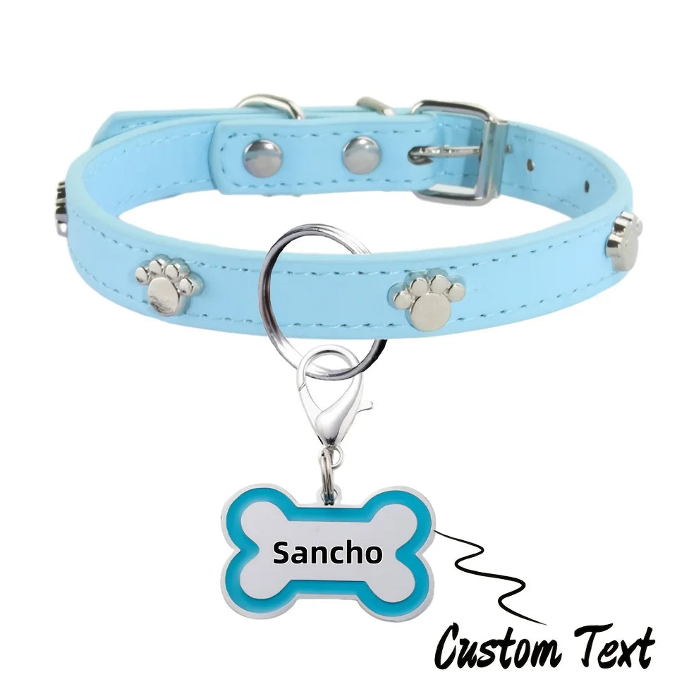 Engraved Dog Collar with Name & Phone Number Adjustable Custom Puppy Collar Pet ID Tag for Small Medium Large Dogs & Cats Collar
