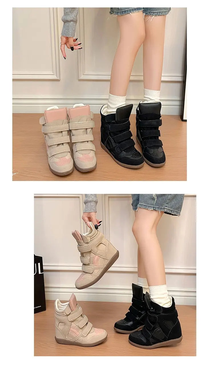 2026 Summer New Invisible Height-Boosting Color-Block Retro Versatile Sporty Casual High-Top Shoes for Women