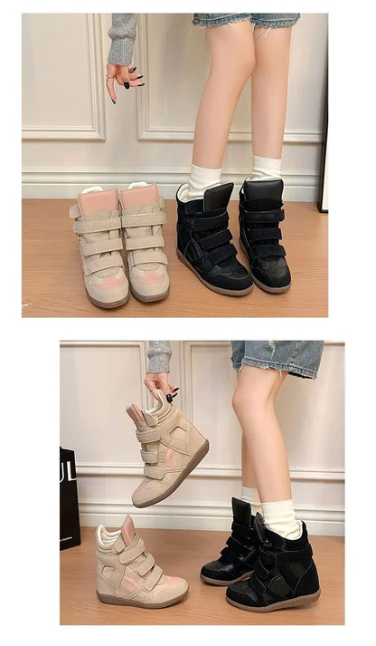 2026 Summer New Invisible Height-Boosting Color-Block Retro Versatile Sporty Casual High-Top Shoes for Women