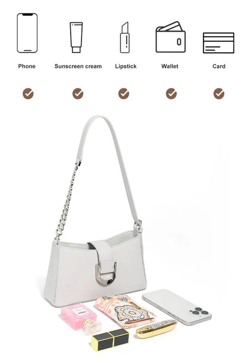 Genuine Leather Women's Bag Luxury Designer Adjustable Shoulder Bags Classic Crossbody Chain Bag Cowhide Fashion Handbags 2979