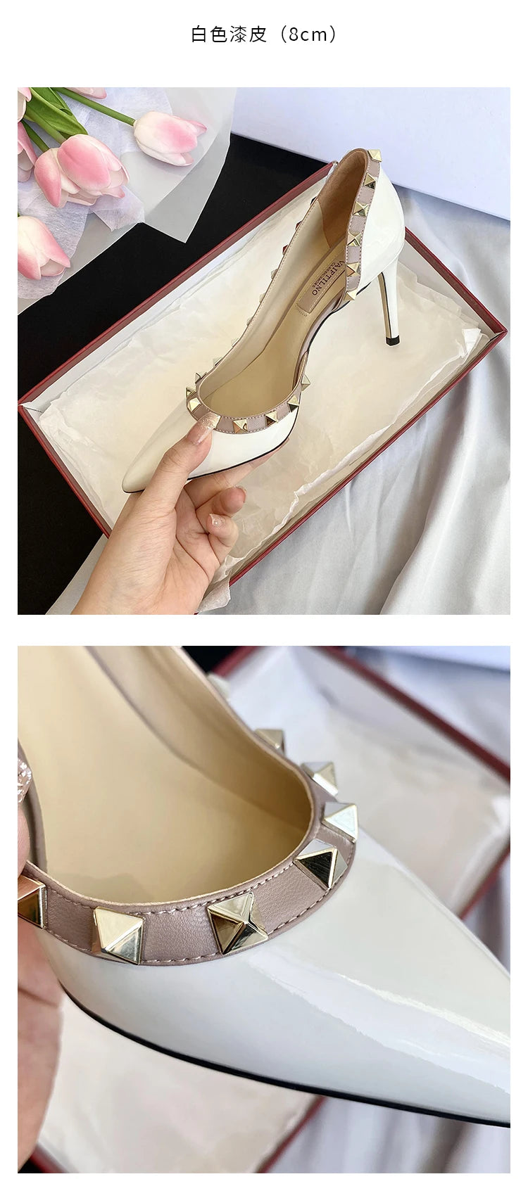 Luxury Brand Women's Shoes Woman Sandals Summer Rivets High Heels Side Empty Female Leather Fashion Prom Ladies Shoes Women 2026