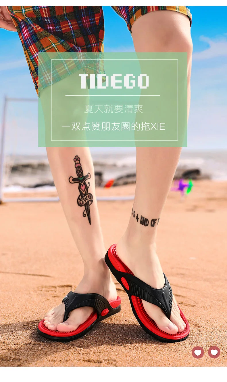 Massage Flip Flops for Men Summer Breathable Beach Shoes Sandals Men Luxury Flip Flops Breathable Plus Big Size Men Slippers 46