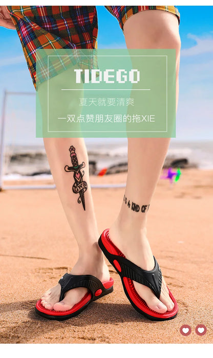 Massage Flip Flops for Men Summer Breathable Beach Shoes Sandals Men Luxury Flip Flops Breathable Plus Big Size Men Slippers 46