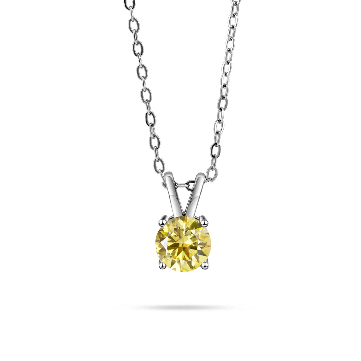 1CT 925 Silver Double Bail Four Prong Round Solitaire Pendant Necklace Round Cut D VVS1 Multi Color Moissanite Gift Fine Jewelry