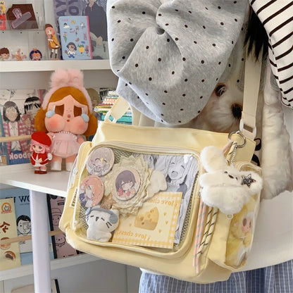 Trendy Transparent Crossbody Bag for Girls Large Capacity Shoulder Bags Fashionable School Style Texture and Versatile Ita Bag