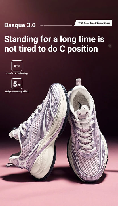 Xtep Basque 3.0 Trendy Cushioning Stable Soft Flexible Rubber Thick Sole Daily Sports Female Shoes 874218320006