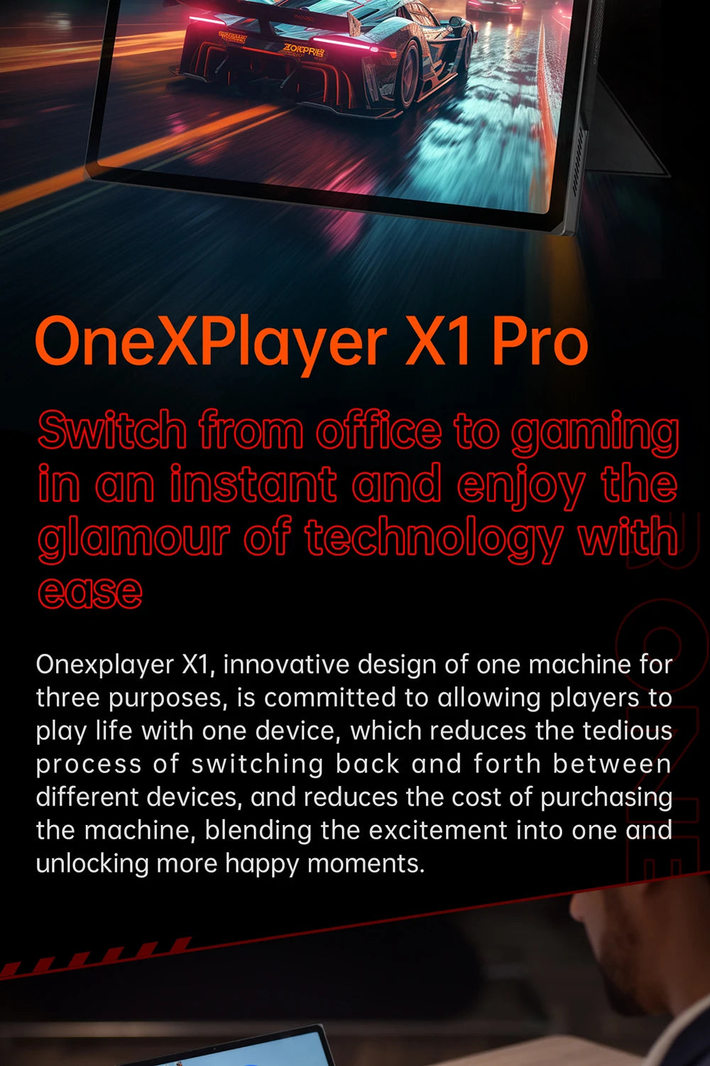 Onexplayer X1 pro 3-in-1 Mini Laptop A1470-32G+2TB Windows 11 10.95'' Gaming Laptop AI Camera 120hz HDMI Handheld GamePad Tablet