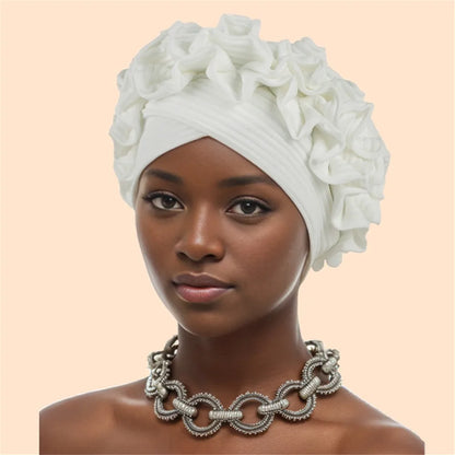 Ruffled Turban Cap Women's Head Wraps Soft Comfortable Headscarf Bonnet Lady Soild Color Headgear