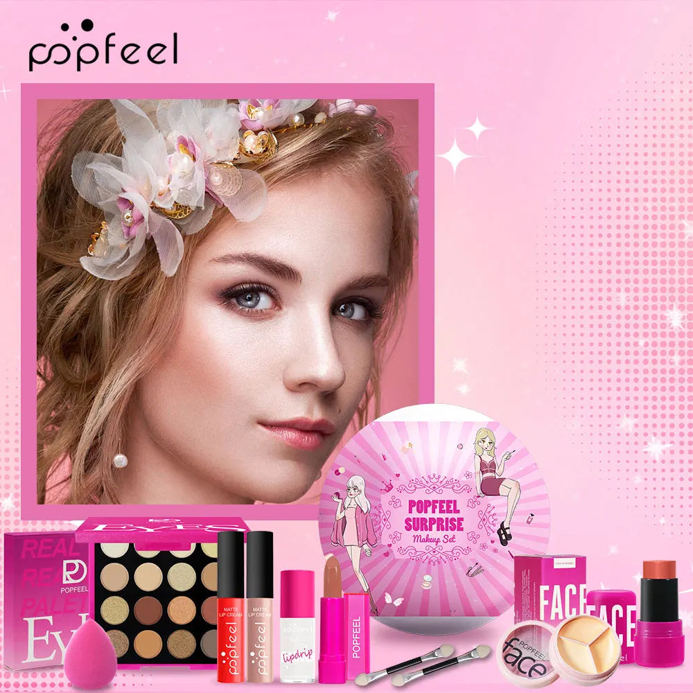 POPFEEL Makeup Gift Set Includes Lipstick, Eyeshadow, Concealer, Can Be Given As a Gift to Family Members, Lovers, or Friends.