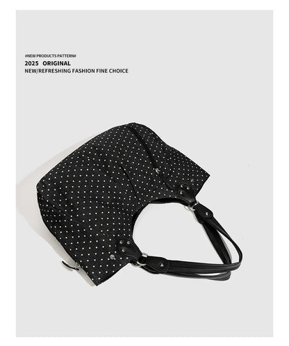 Fashionable Vintage Messenger Bags New Polka Dot Handbag Korean-style Large-capacity Tote Bags Versatile Comfortable Casual Bags