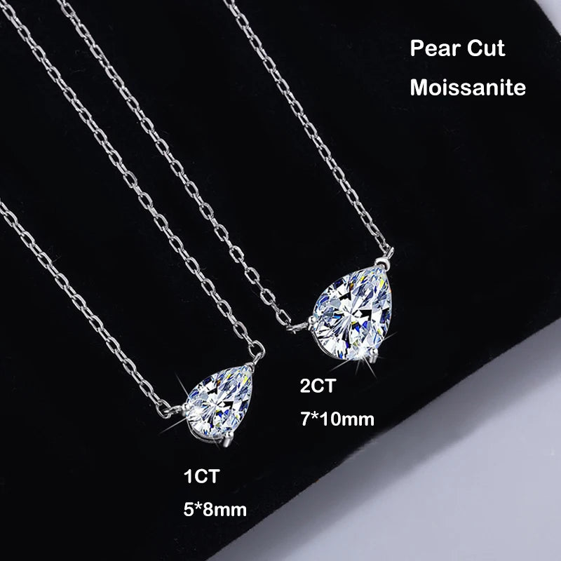 EWYA Pear Cut 1/2CT Solitaire Moissanite Pendant Necklace Woman Man 925 Silver Waterdrop Lab Diamond Gra Certified Neck Chain