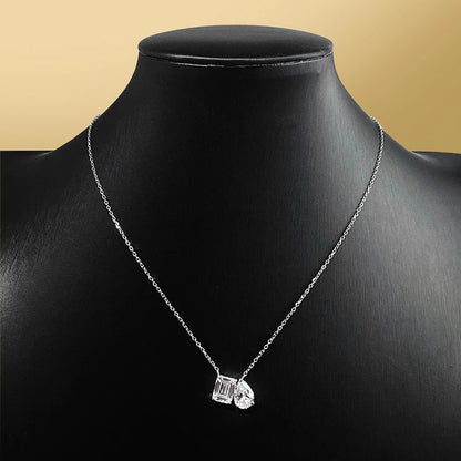 Smyoue 2 Gems Pear Cut Zircon Moissanite Necklace for Women Lab Diamond Pendant Certified Jewelry Pure S925 Sterling Silver
