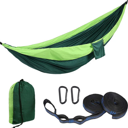 Outdoor Portable Anti-Roll Double Hammock for Camping Hiking Beach Backyard Courtyard Comfortable Suspension Bed with Carrying B