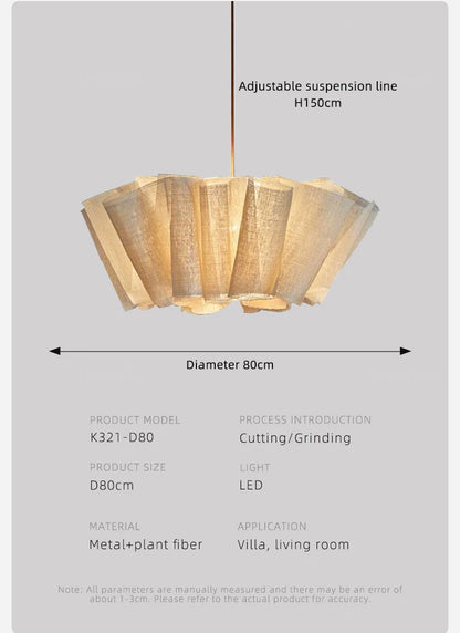 Wabi Sabi Chandelier Handmade Fabric LED Pendant Lights Vintage Living Room Study Clothes Shop Restaurant Designer Hanging Light