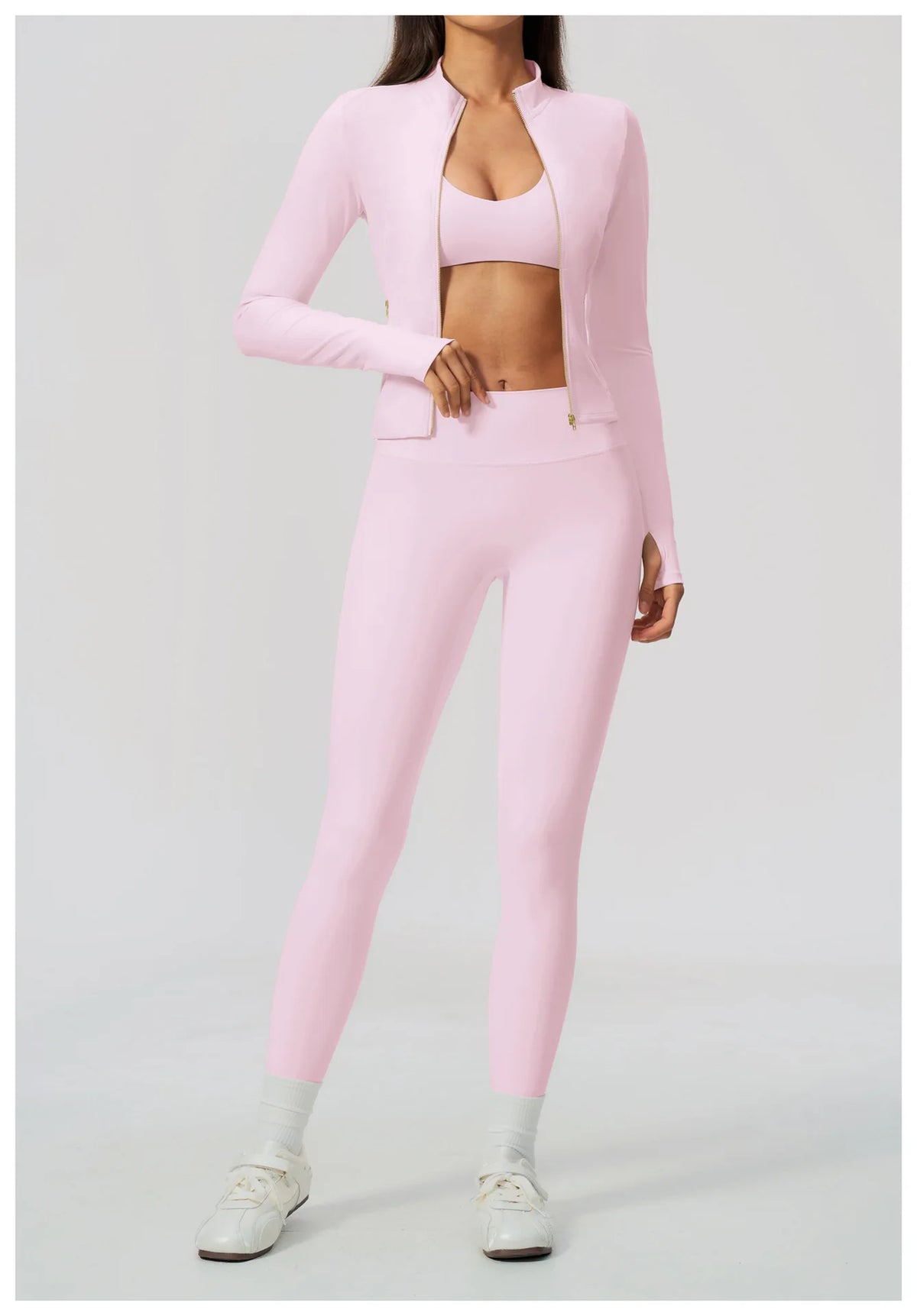 Yoga Set 3PCS Women's Tracksuit Workout Outfit Zipper Fitness Long Sleeved Sports Set Gym Clothes Female Sports Bra Yoga Outfits