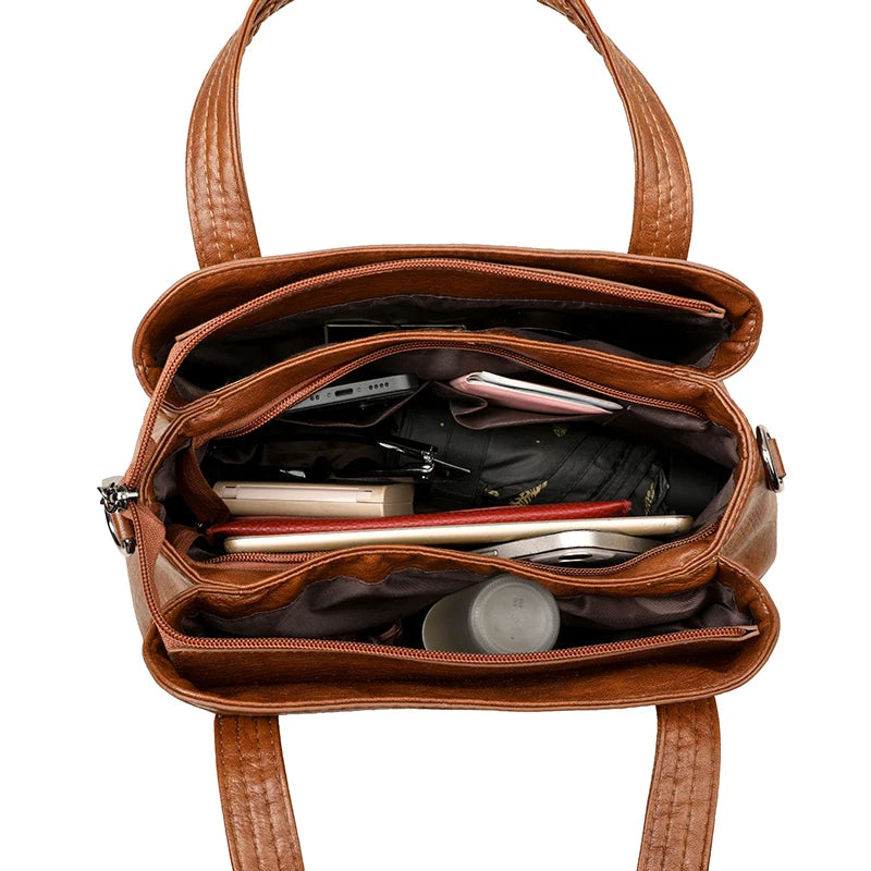 Elegant Women PU Leather Handbag Multiway Shoulder Bag Crossbody Purse for Ladies Stylish Top Handle Satchel Work Office Bag New