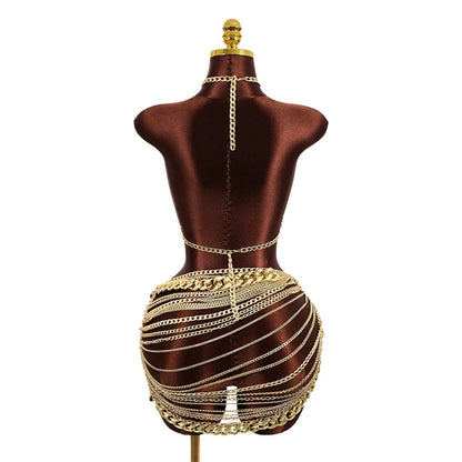 YOUR BUMP CURVE Handcrafted spliced metal chain hollowed-out tassels irregular mini combination sexy women TV RED carpet