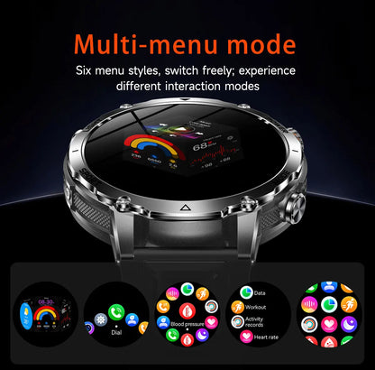 Brand+1400mAh Big Battery Smartwatch Men 1.7" AMOLED 200-Day Standby Swim Diving Waterproof GPS Military Tactical SOS 100 Sports