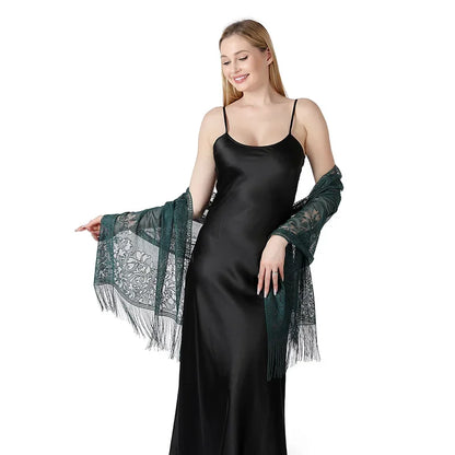 Korean Women Summer Thin Hollow Flower Long Tassel Party Cloak Sunscreen Shawl Sun Clothing Travel Towel Lace Evening Dress Scar