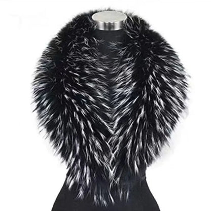 Winter Real Fox Fur Collar Woman Furry Natural Raccoon Fur Scarf Shawls Luxury Neck Warmer Wraps For Coat Fur Scarves Large Size