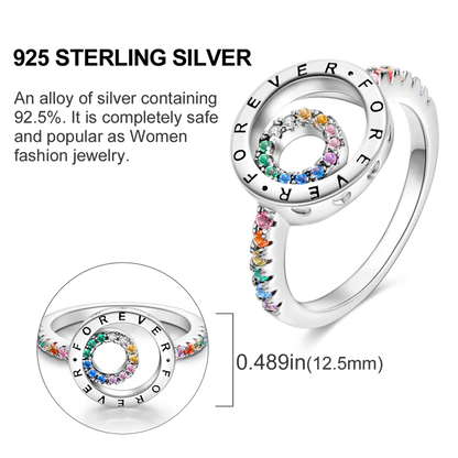 Original 925 Sterling Silver Ring Colorful Diamonds Cubic Zircon Finger Ring For Women Jewelry Wedding Engagement Birthday Gift