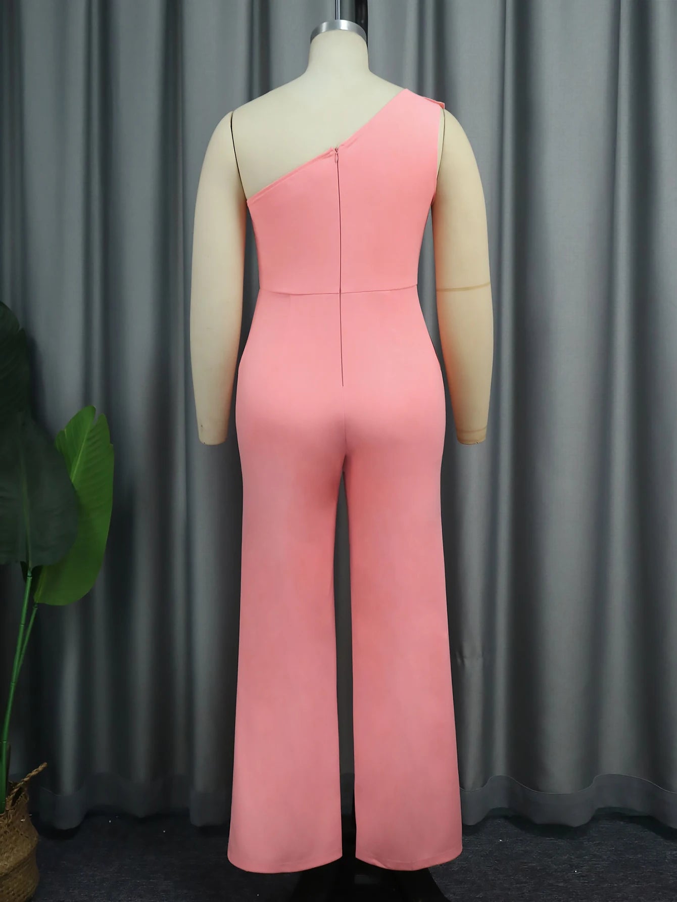 Women One Shoulder Jumpsuit Big Flowers Long Sexy Backless High Waist  Wide Leg Straight One Piece Classy Evening Party Rompers
