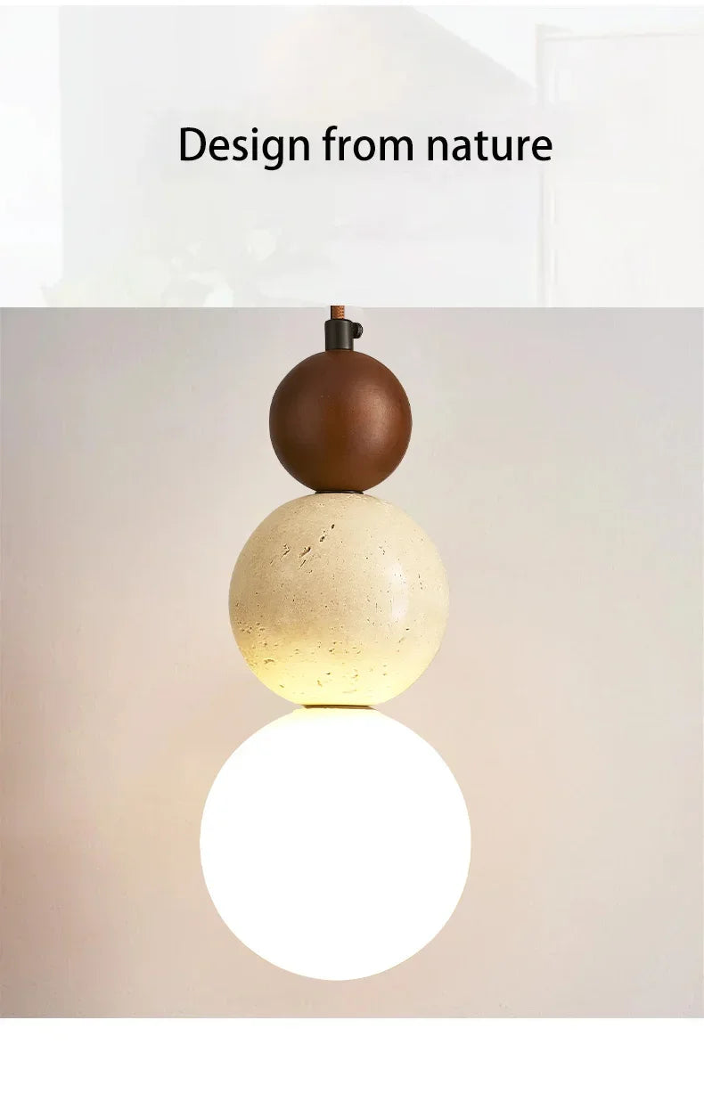 Cream Style Pendant Lamp Bedroom Bedside Led Chandelier Stone Wood Light Designer Bauhaus Medieval Restaurant Bar Small Lights
