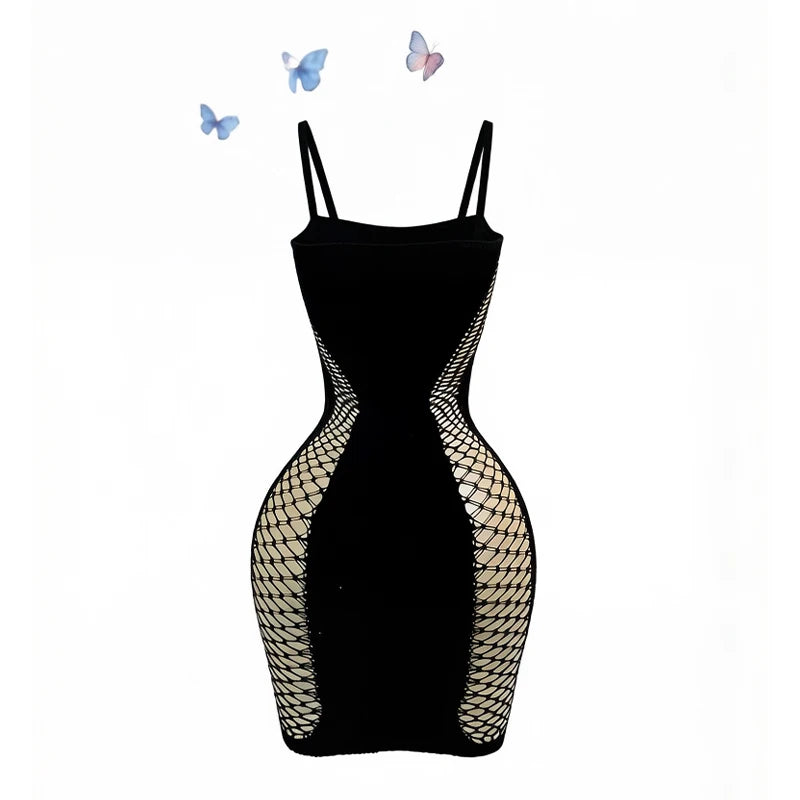 Women Summer Beach Cover Up Hollow Out Beachwear Bodycon Dress Without Underwear Sheer Mesh Fishnet Music festival Swimsuit