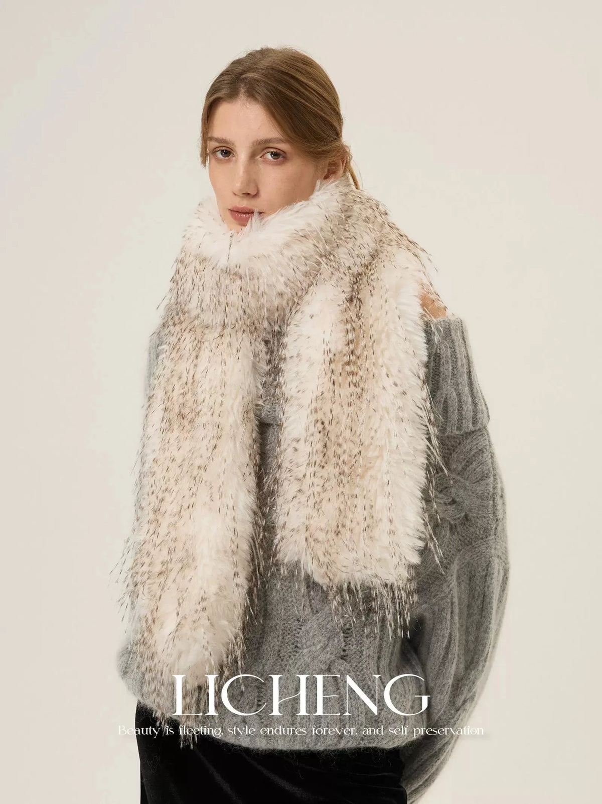faux mink fur scarf winter  neck warmer long Big  fur collar round scarf for woman shawls  Y2K Anime