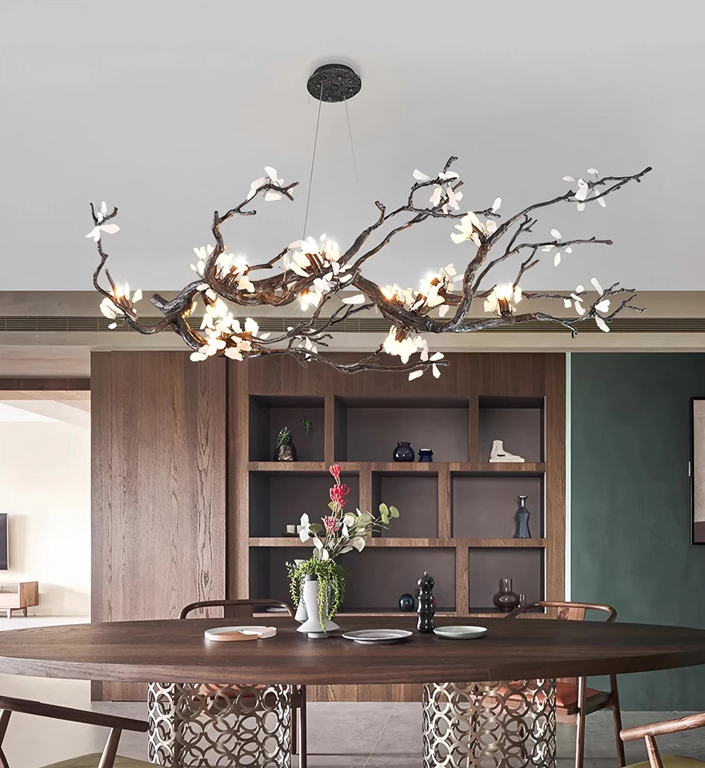 New All Copper LED Creative Branch Chandelier for Living Room, Dining Room Decoration, Lighting Fixtures, and Lobby Lighting