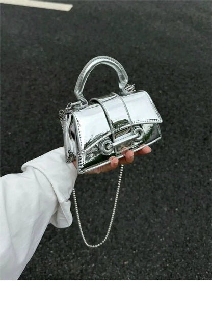 Pu Leather Vintage Women Silver Chic Crossbody Bag Luxury Designer Small Shoulder Bags Fashion Gold Mini Coin Purse Cute Handbag