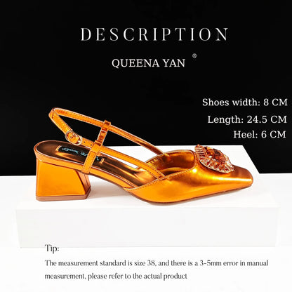 Queena Yan 2026 Nigerian Heel Party for Women Purple Color Shoes and Bag Set Rhinestone Handbag Italian Design Wedding
