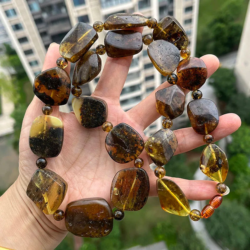 Big New Natural Amber Necklace for Gift European Baltic Original Beads Gogerous 100% Original Real Jewelry Supplier Wholesale