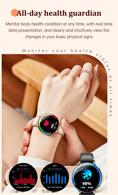 2026 durable women's new smartwatch with 1.32-inch AMOLED screen, language assistant, sports and health functions, women's watch