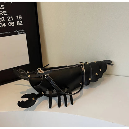 PU Zipper Commuting Crossbody Bags Lobster Shape Niche 2025 High Quality Ladies Bags Solid Color Rivet Fashion Shoulder Bags