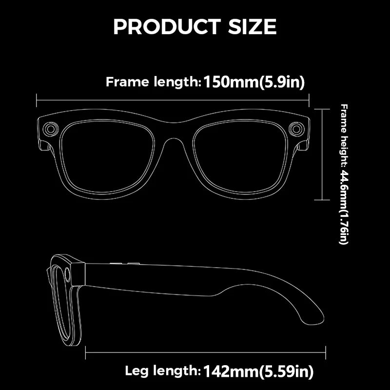 2026 New Smart AI Glasses AI Intelligent Translation 4K Ultra HD 8MP HD Camera AI Voice Wake-up Photo Recording AI Smart Glasses