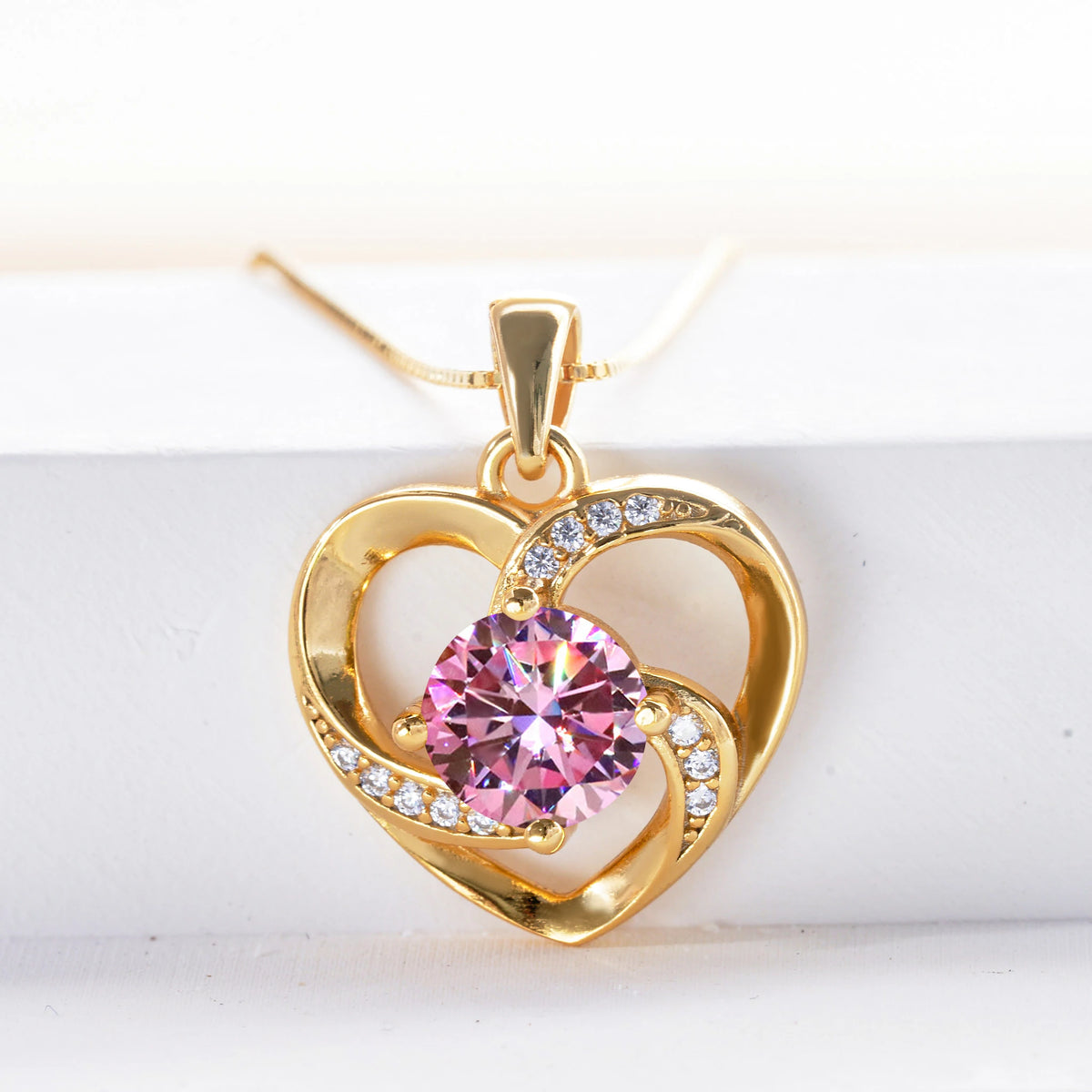 Pink Color Moissanite Pendant Necklace 1 Carat 6.5mm Real Gra Lab Diamond Pendant Necklace 925 Sterling Silver Luxury Jewelry