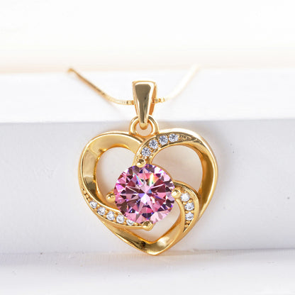 Pink Color Moissanite Pendant Necklace 1 Carat 6.5mm Real Gra Lab Diamond Pendant Necklace 925 Sterling Silver Luxury Jewelry