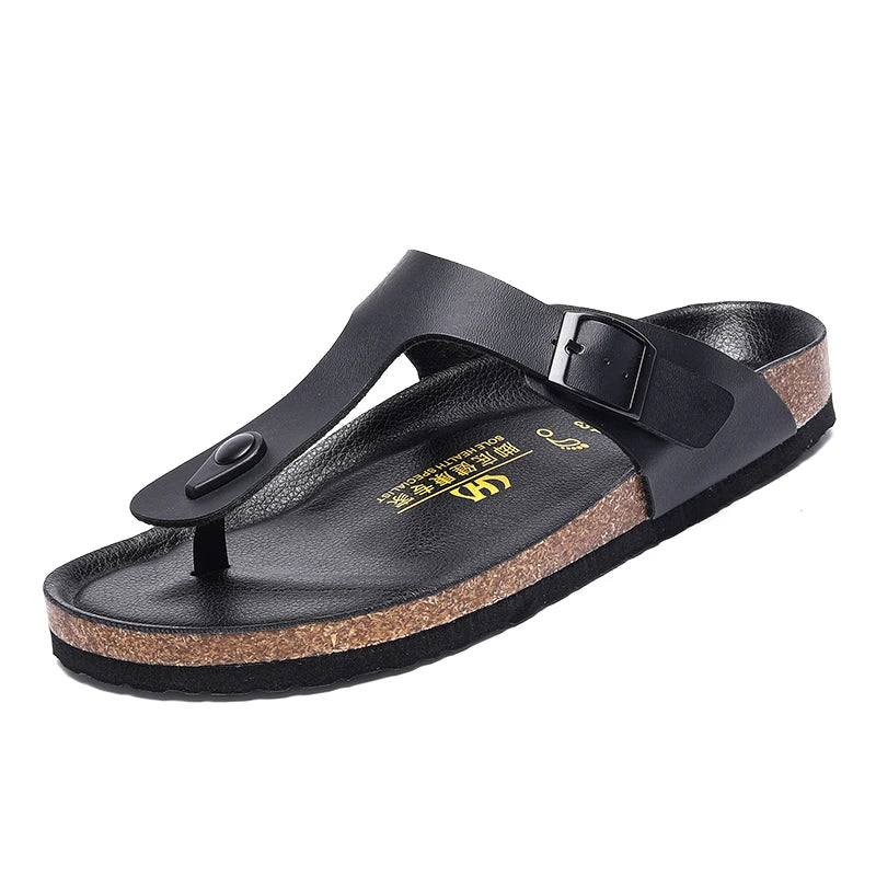 Men Leather Sandals Summer Classic Boys Shoes Slippers Soft Sandals Roman Comfortable Outdoor Beach Walking Footwear All-Match