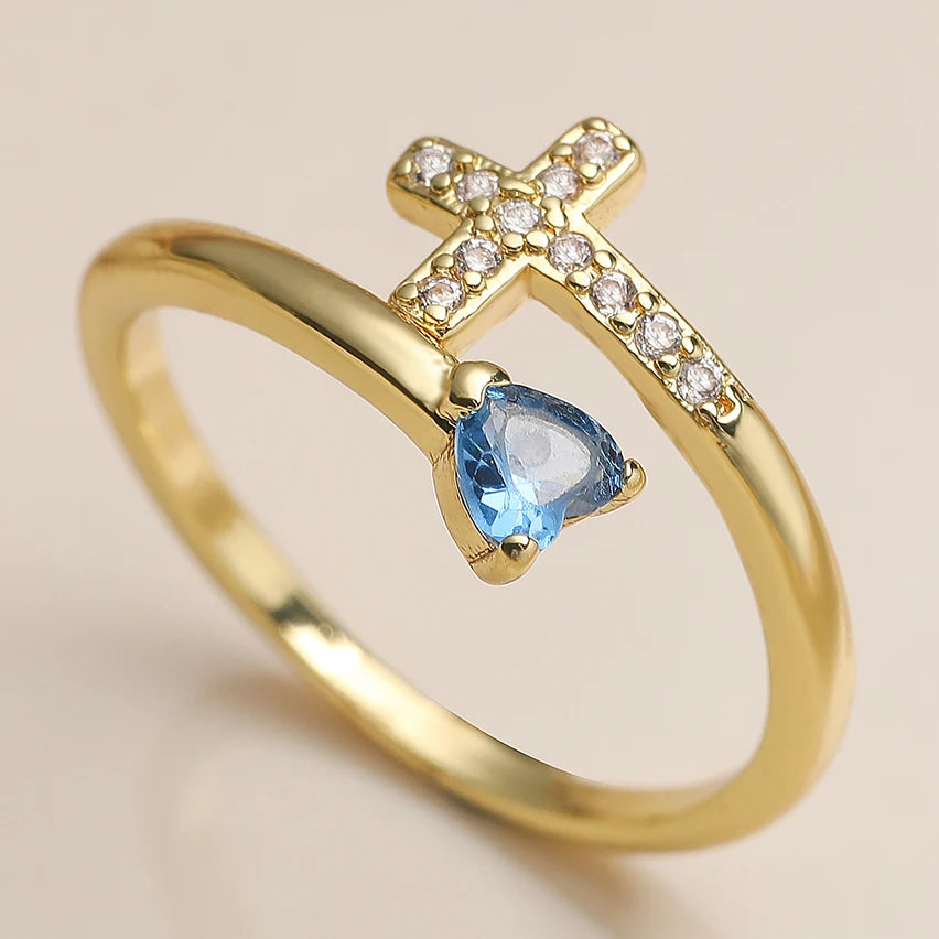 NEWBUY New Fashion Clear Shiny CZ Zircon Cross Evil Eye Rings For Women Girl Finger Accessories Party Jewelry Gift