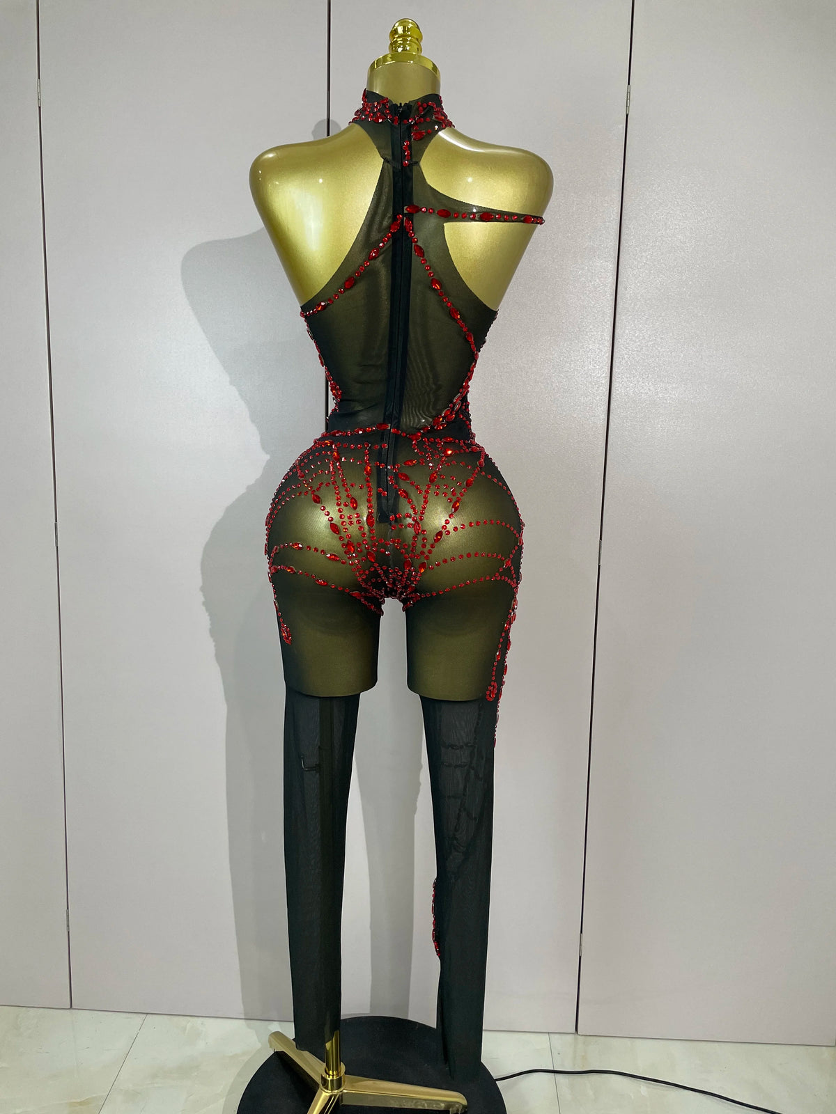 New Women Sparkly Diamonds Sexy Mesh Jumpsuit Nightclub Bar Party Show Gogo Dancer Festival Clothing Drag Queen Stage Costume